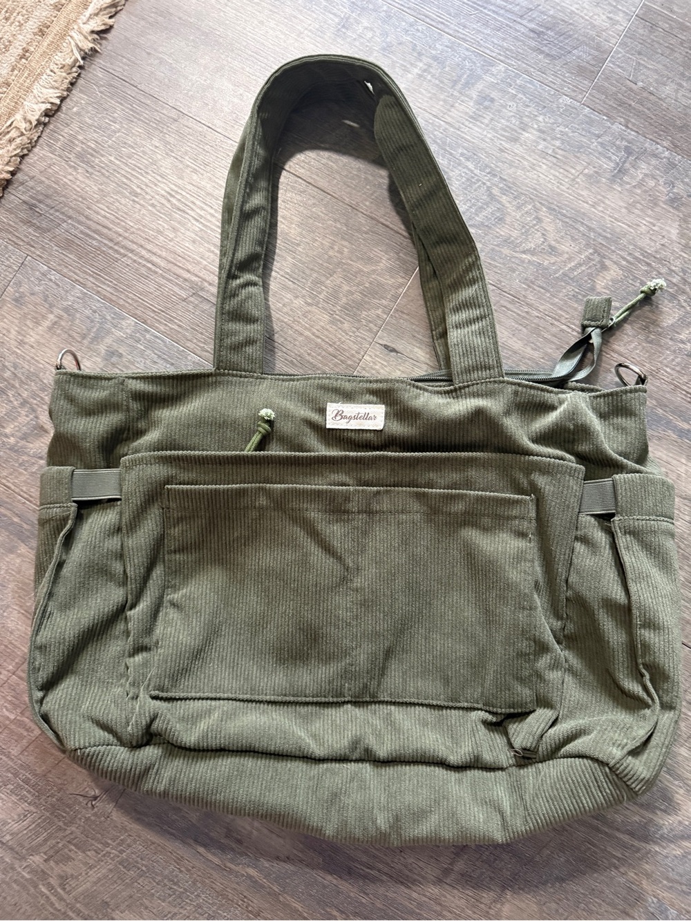 Bagstellar Olive Corduroy Tote with soooo many pockets!